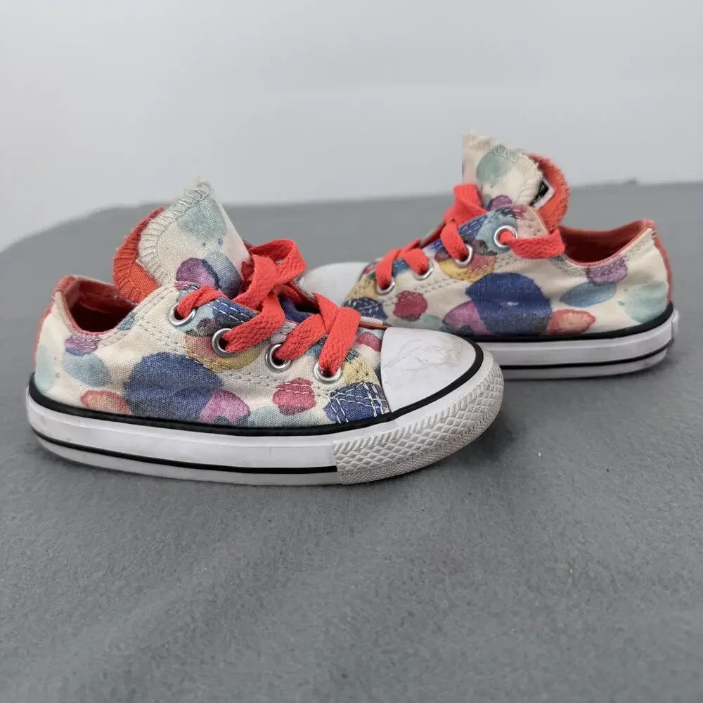 Converse All Star Shoes Infant Size 7 Multicolor Polka Dot‎ Low Top Sneakers